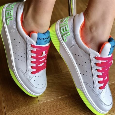 chanel spring-summer 2020 white & neon trainers|chanel shoes summer 2020.